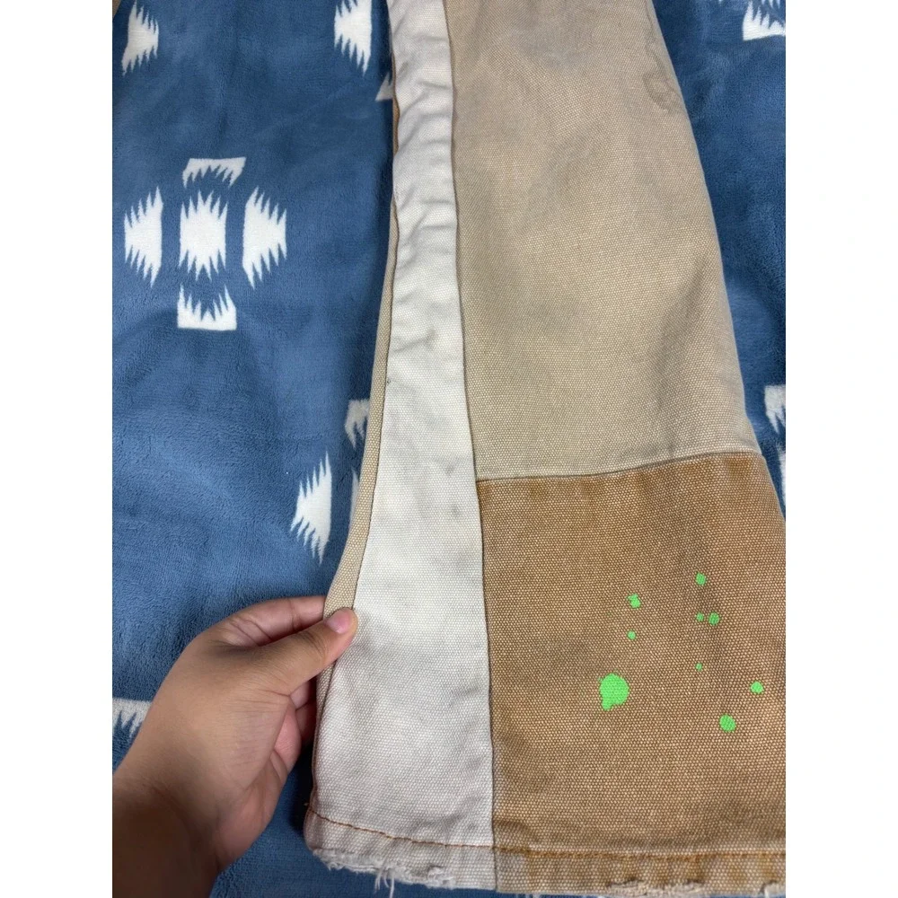Polar Frostiez Tan Canvas Peace Sign Paint Splatter Double Knee Pants Size 32